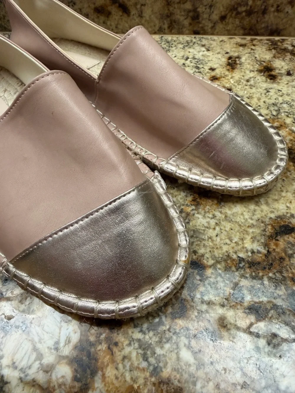ASOS Blush Pink Espadrille Flats Gold Toe Cap Size 8 Jaslynne Slip On Shoes